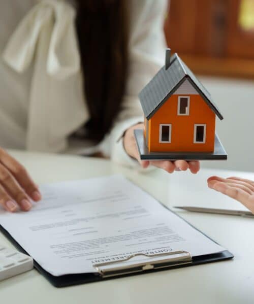 real estate agent with customer