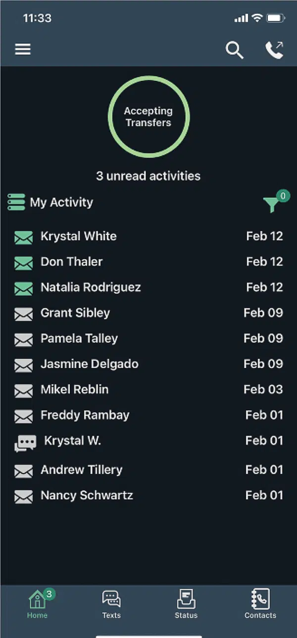 Accepting Transfers