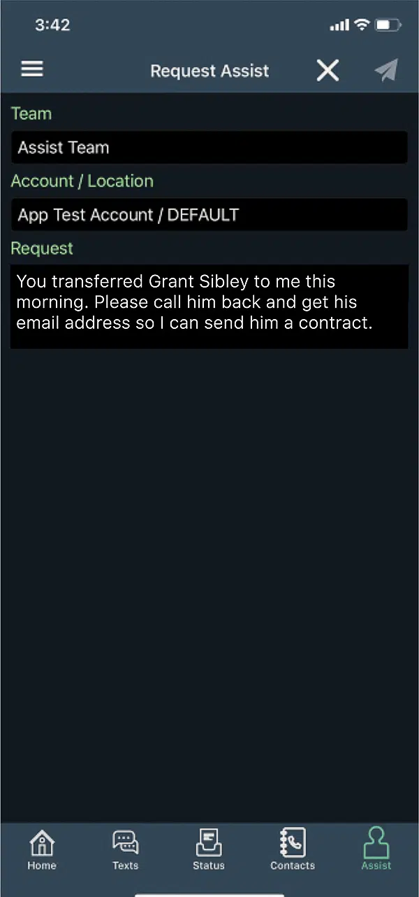 Request assistance