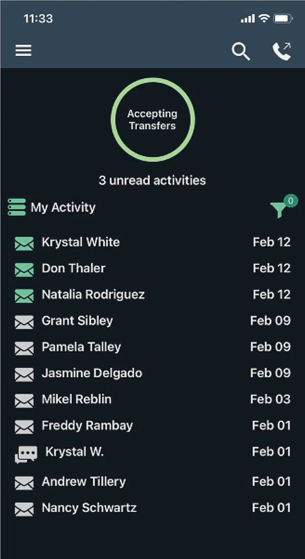 Accepting Transfers