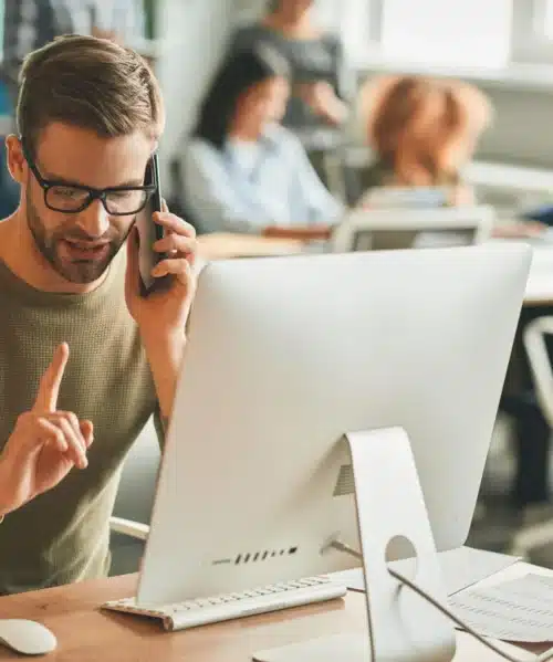 Person-attending-Business-Call Person attending Business Call