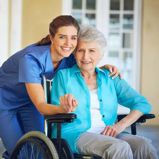 Nurse provides care to a patient with assistance from a hospice virtual receptionist_alt
