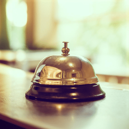 Classic Reception Bell Close-up of a service bell symbolizing professional hospitality answering service support.