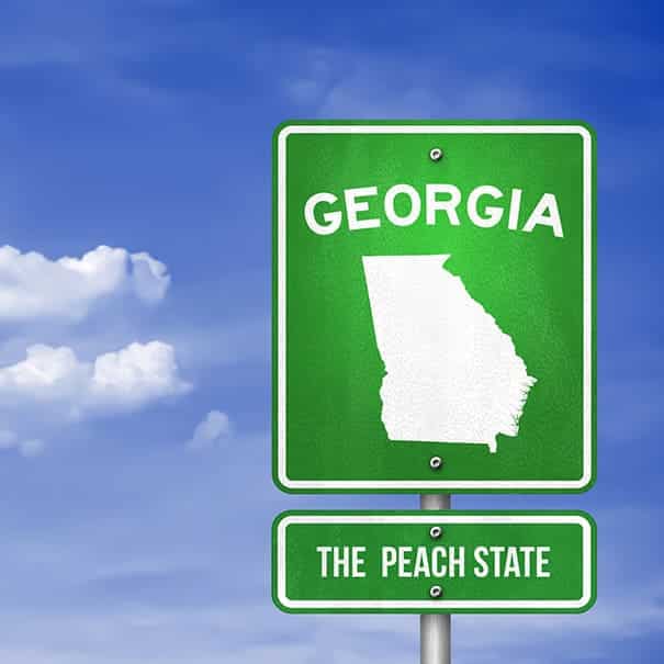 Green Georgia state highway sign reading 