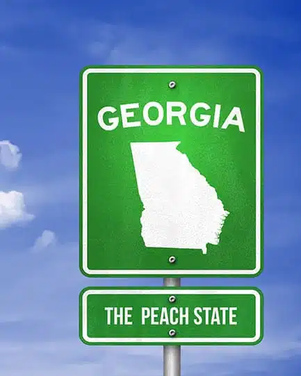 Green Georgia state highway sign reading 