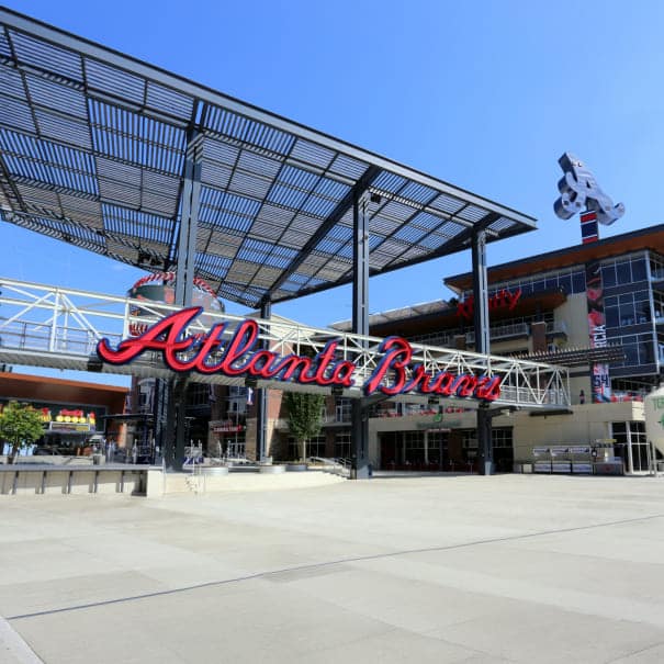 Truist Park entrance sign, home of the Atlanta Braves