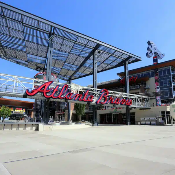 Truist Park entrance sign, home of the Atlanta Braves